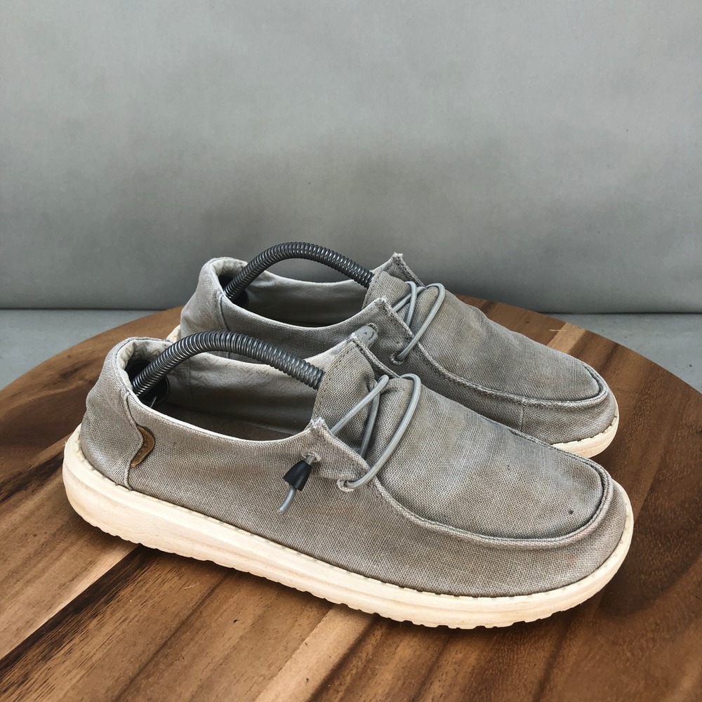 Hey Dude Wendy Chambray Light Grey Slip On Loafer Casual Shoes Womens Size 7